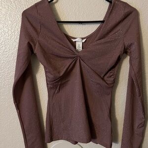 H&M Shimmering Plum Long Sleeve Top